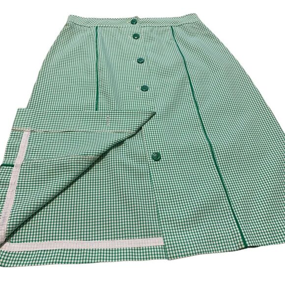 Bonne Petite Vintage Plaid Skirt Green Button Front Women’s Size 16 P - Picture 6 of 11